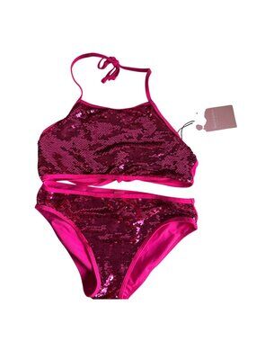 Juicy Couture Girls Pink Sequin Bikini Set Girls Size 14/16